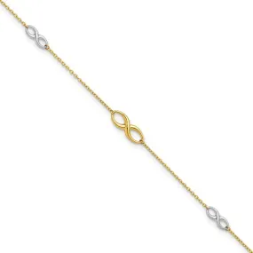 Leslie's 10kt Two-tone Polished with 1in ext. Anklet with Infinity Symbol
