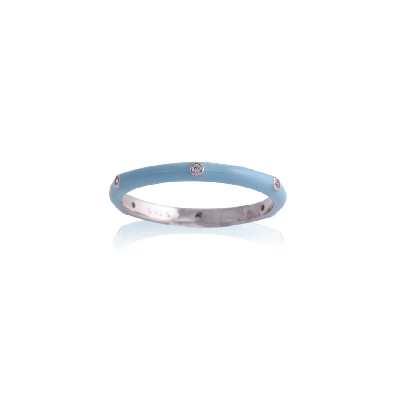 Light Blue Enamel Studded Stacking Ring