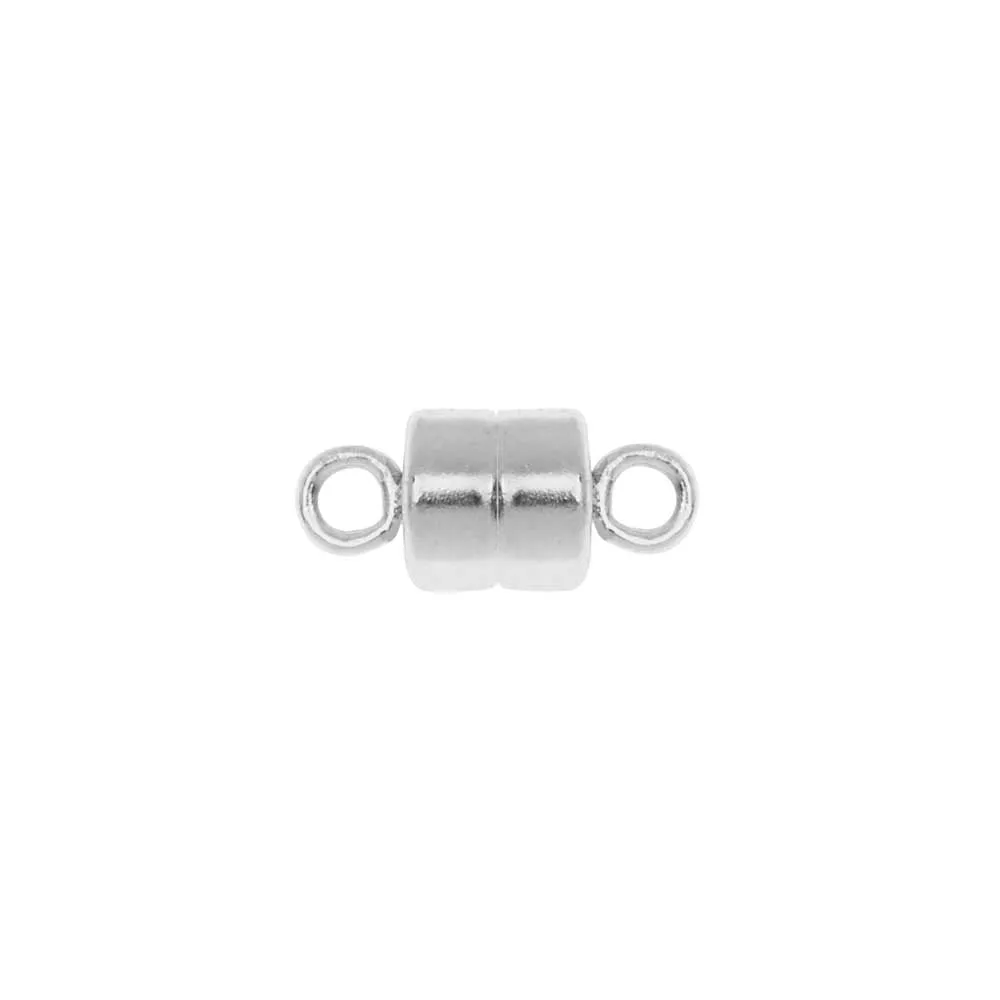 Magnetic Clasps, Round with Loops 10mm, Sterling Silver (1 Set)