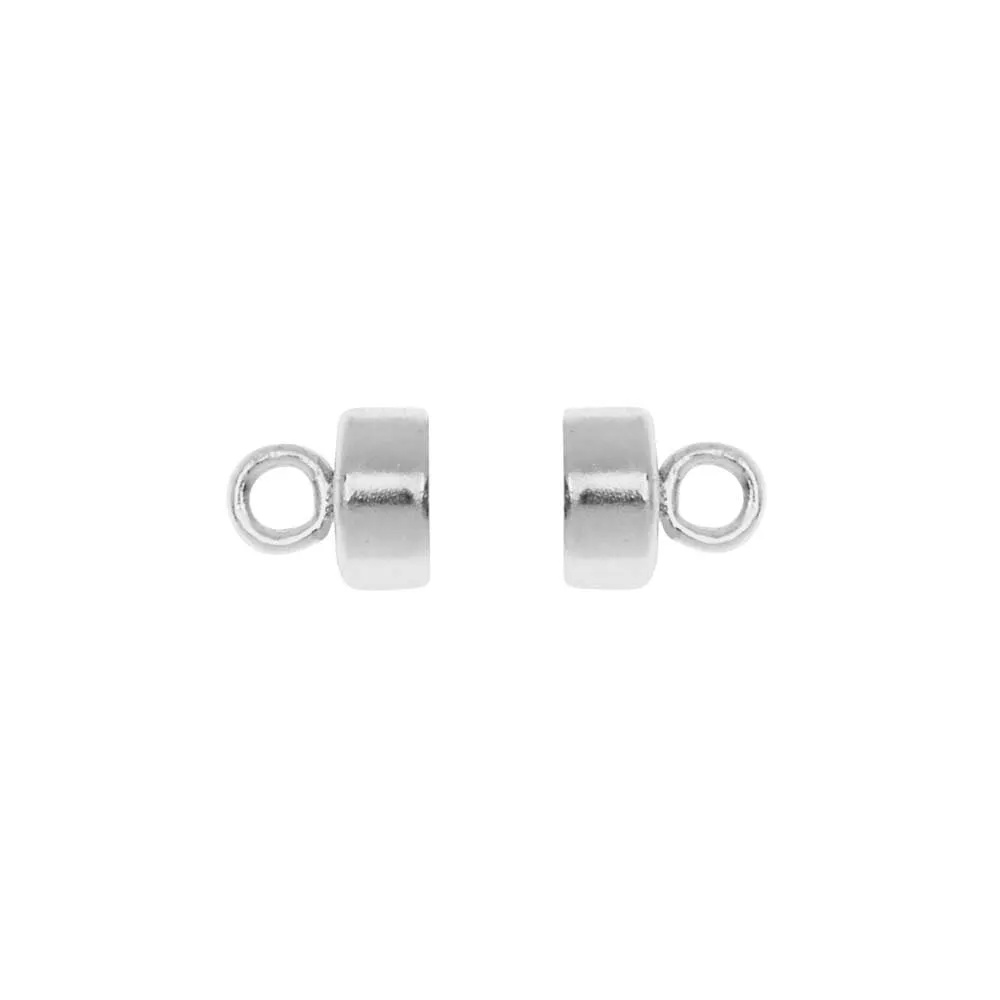 Magnetic Clasps, Round with Loops 10mm, Sterling Silver (1 Set)