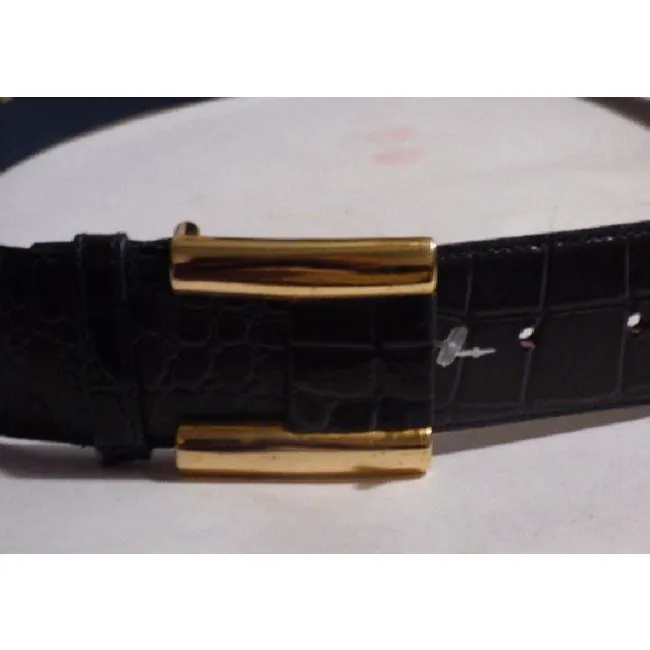 Milor Navy Blue Crocodile Embossed Leather Belt