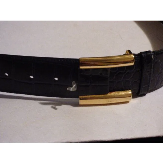 Milor Navy Blue Crocodile Embossed Leather Belt