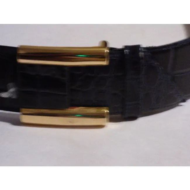 Milor Navy Blue Crocodile Embossed Leather Belt