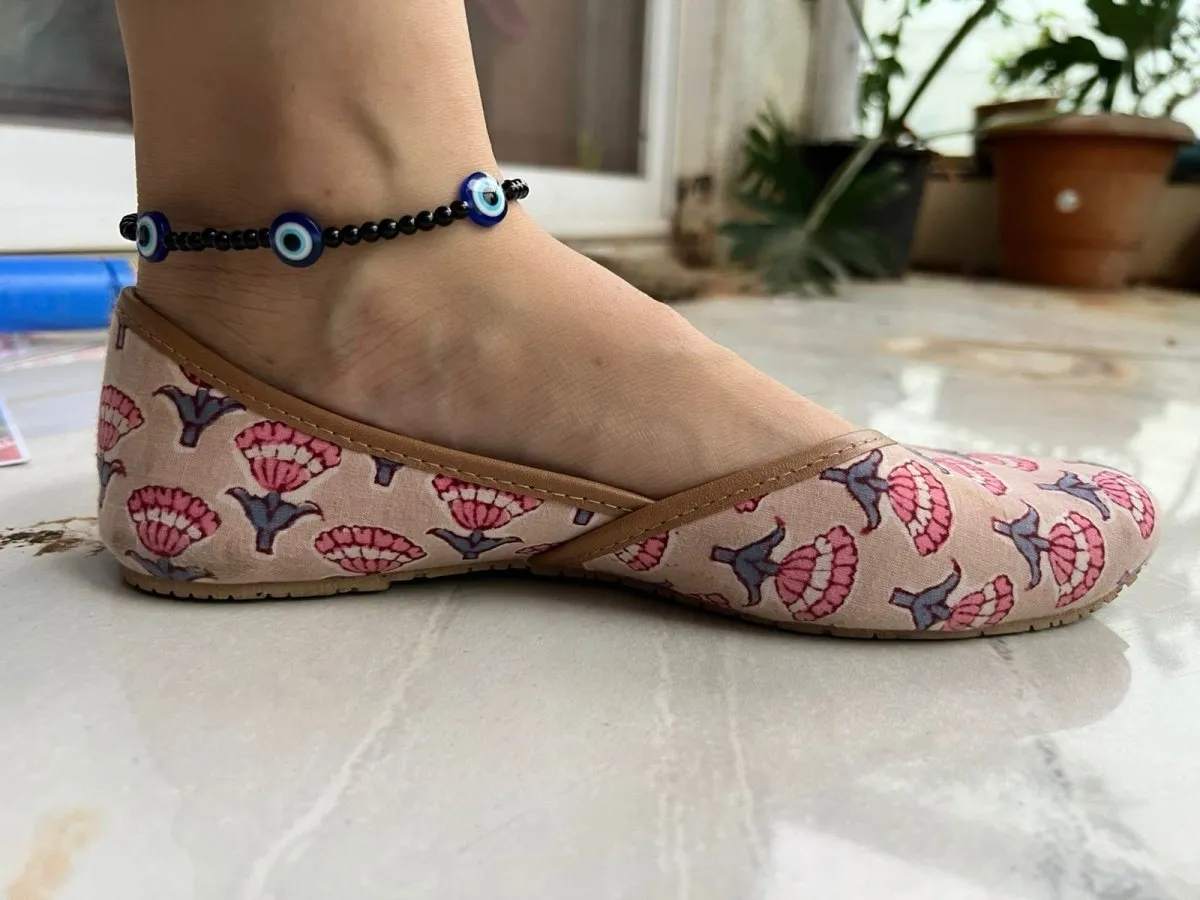 Obsidian Stone Anklet with Evil Eye