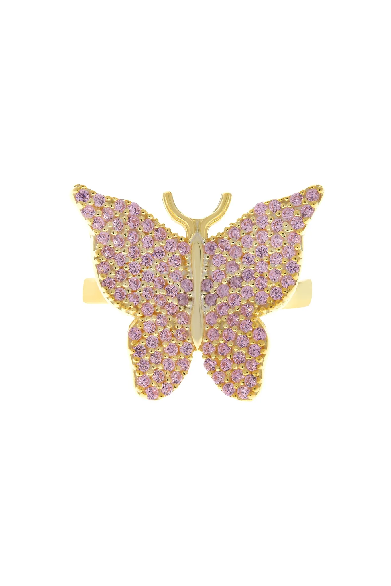 Pink Pavé Butterfly 925 Ring
