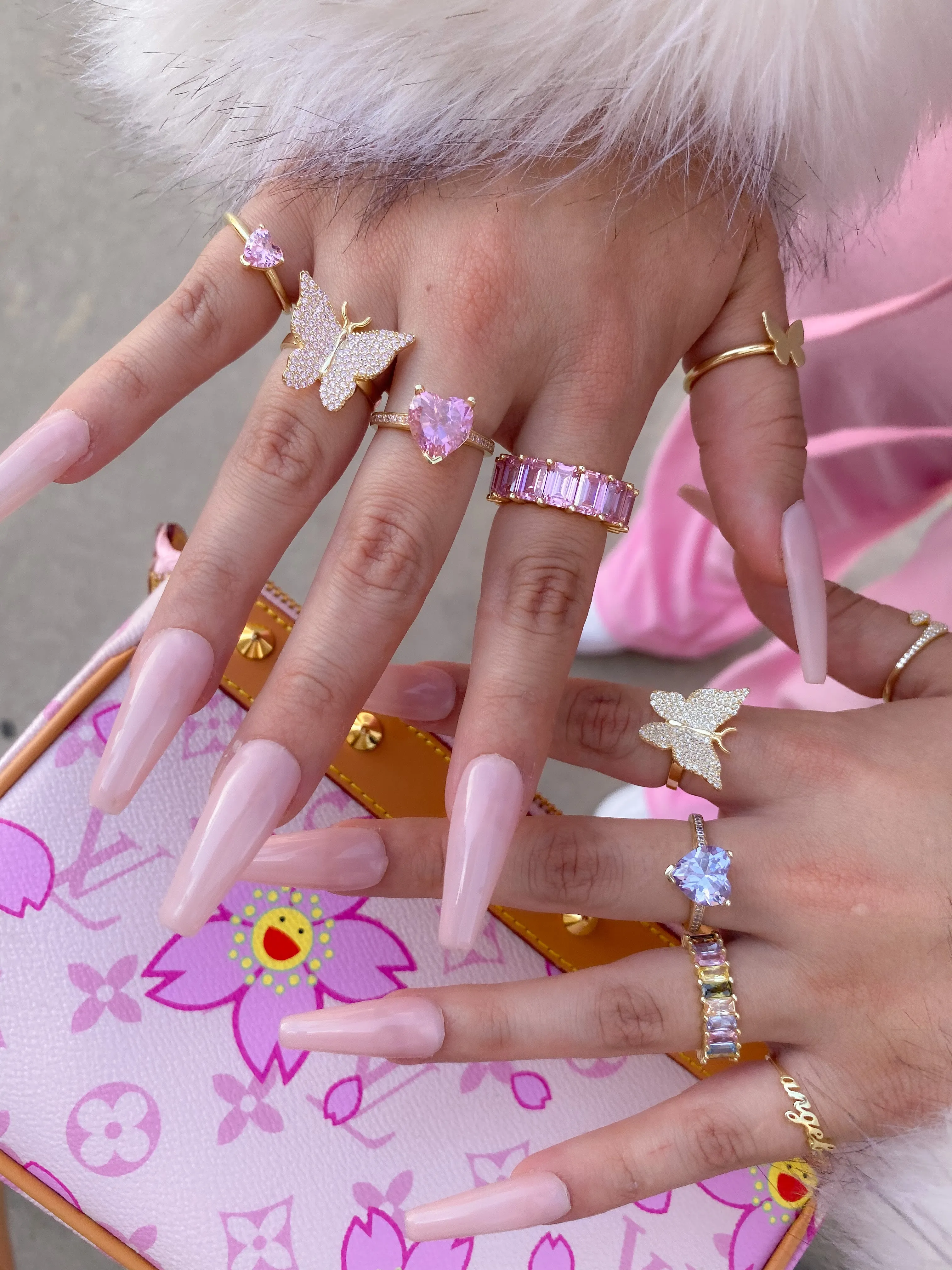 Pink Pavé Butterfly 925 Ring