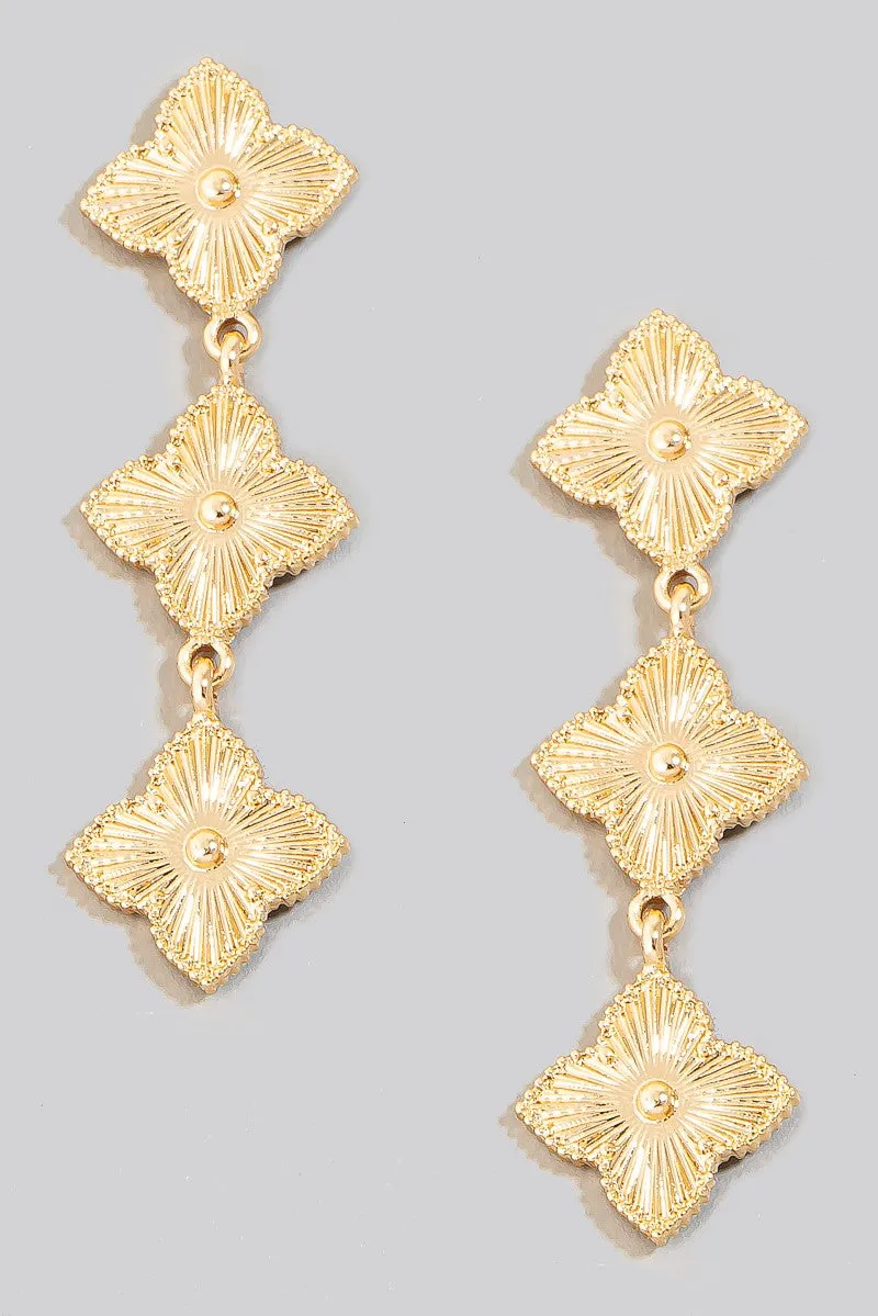 Triple Intricate Clover Dangle Earrings