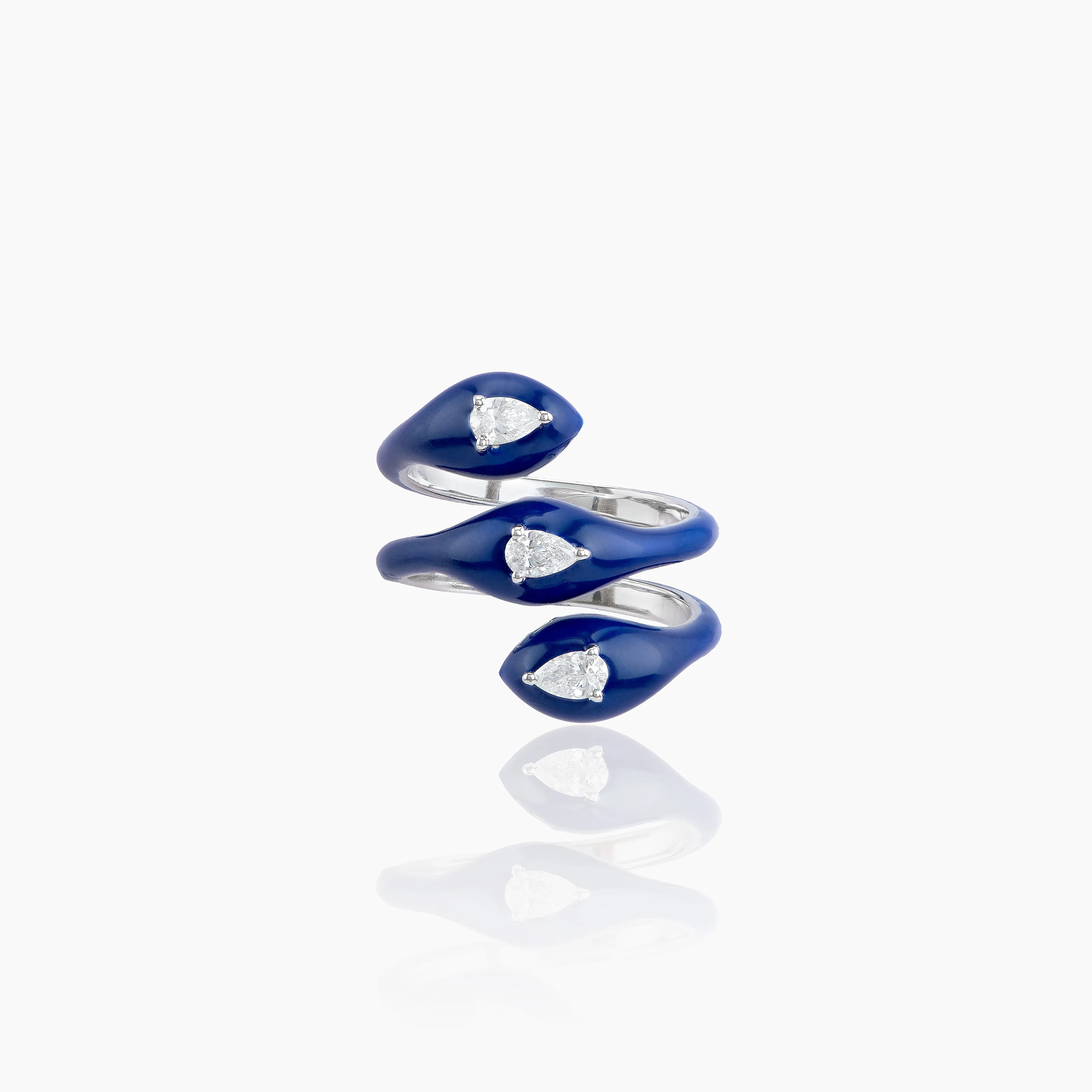 Venessa Blue Enamel Diamond Studded Ring