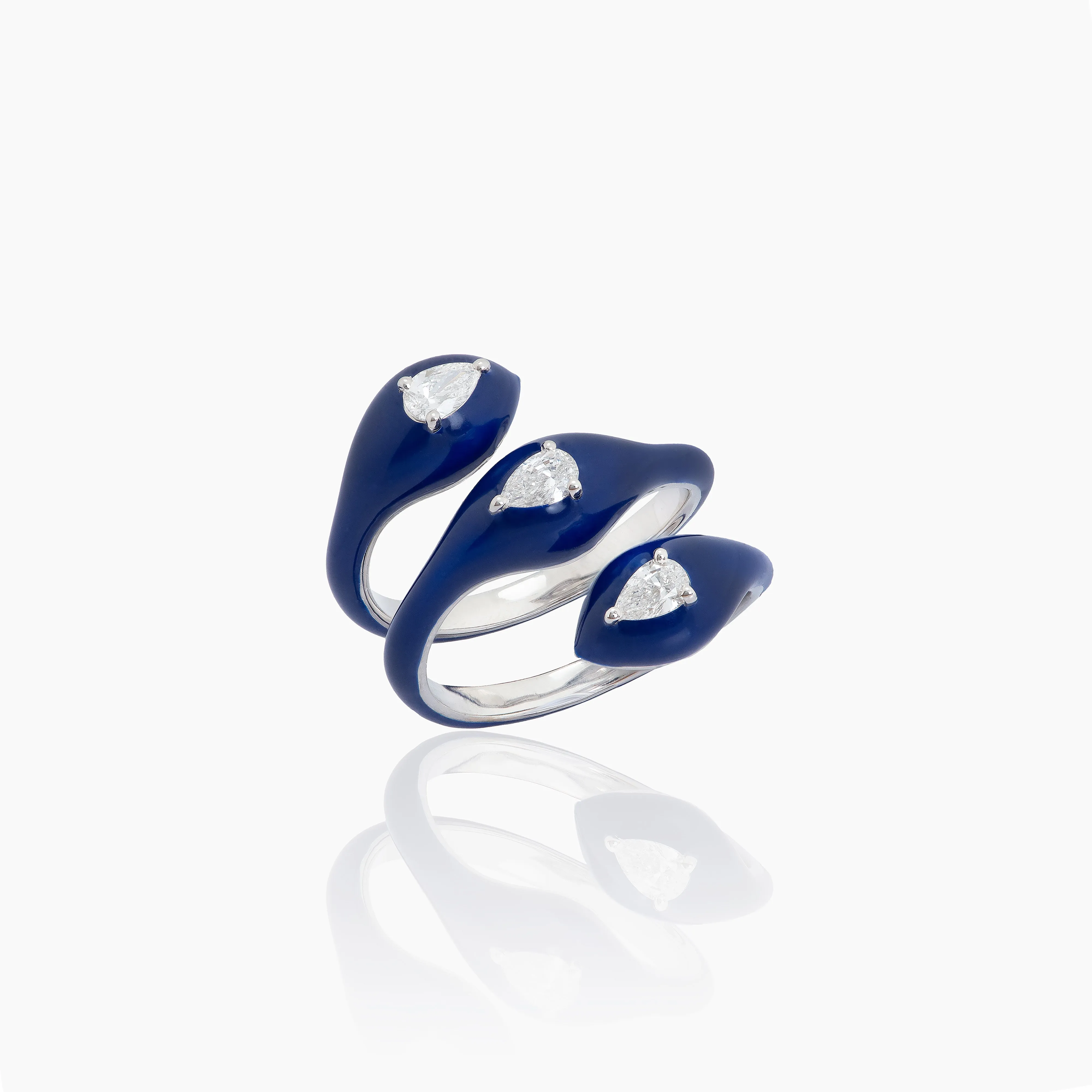 Venessa Blue Enamel Diamond Studded Ring